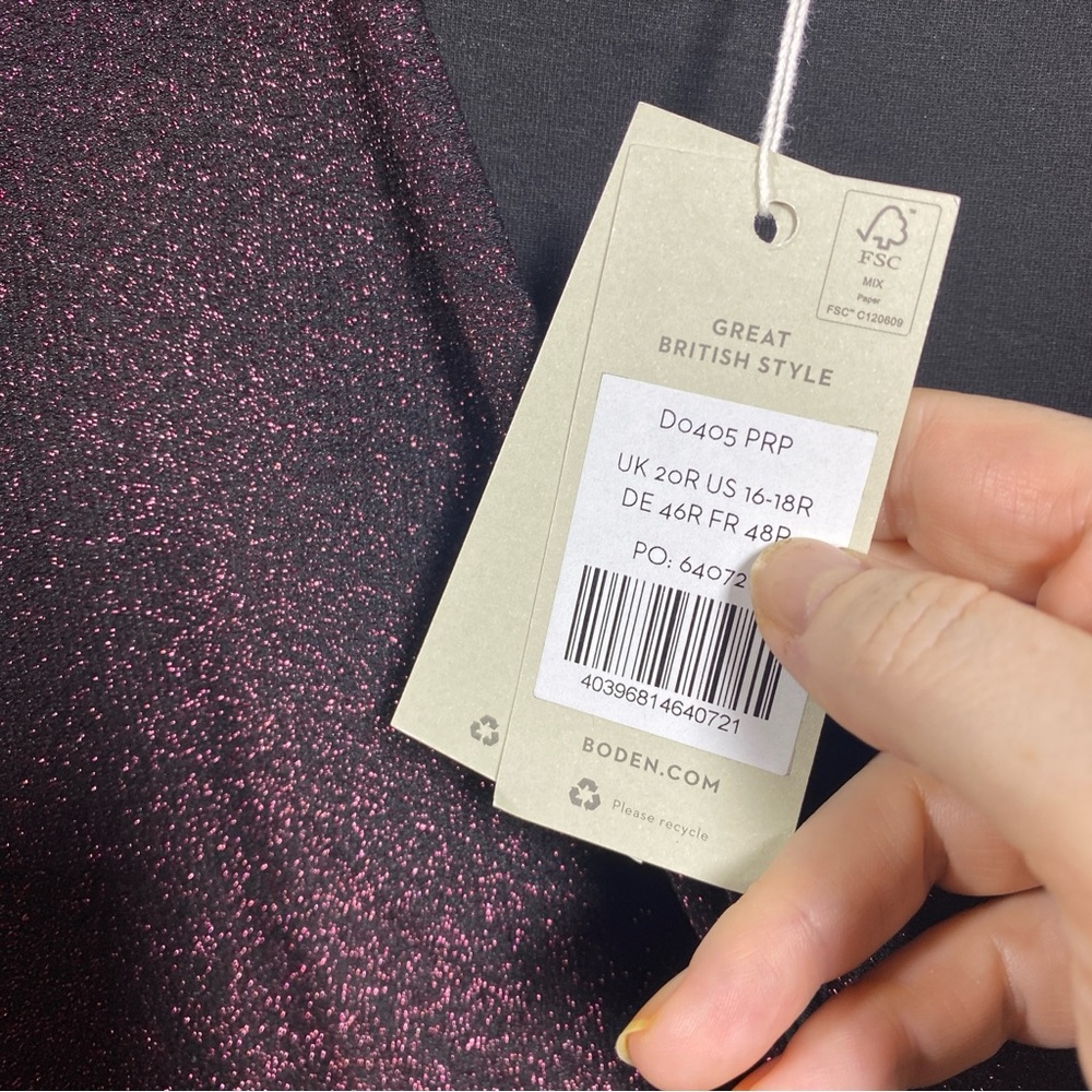 NWT Boden Metallic Jersey Midi Party Dress in Purple Sparkle - Size 16 - Picture 6 of 13